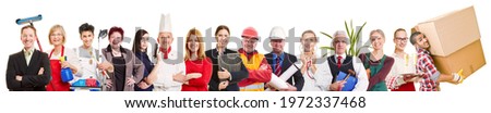 Panorama with large group of people from many different professions Royalty-Free Stock Photo #1972337468