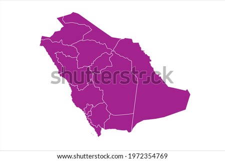 Saudi Arabia Map pink Color on White Backgound