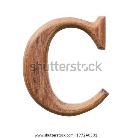Wooden alphabet isolated on white background ,letter C