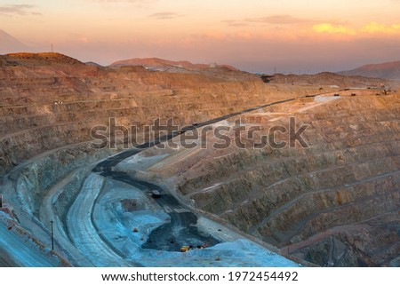 View from above of an open-pit copper mine in Peru Royalty-Free Stock Photo #1972454492