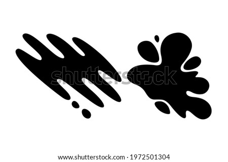 Stain templates of dynamic shapes. Messy black stains isolated in white background. Vector illustration
