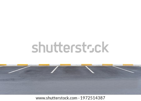 Isolated blank parking lot photo on white background with clipping path