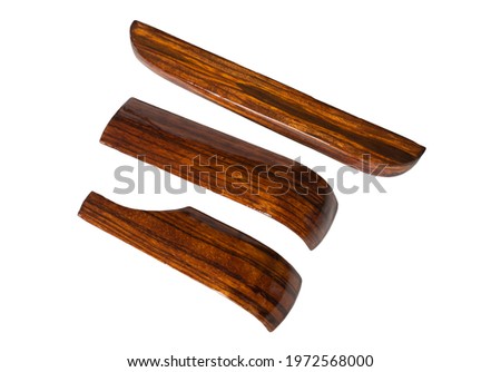 Car parts for the panel are veneered. Decorative objects isolated on a white background
