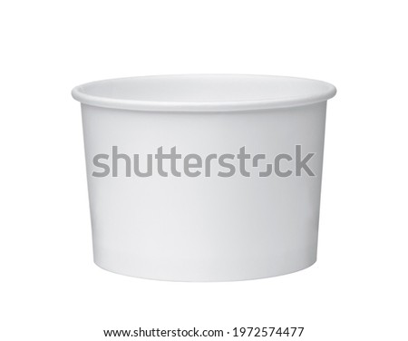 White empty disposable ice cream paper cup isolated on white Royalty-Free Stock Photo #1972574477