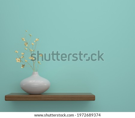 Gold plant, golden Potted plant 3D rendering. 3D illustration.