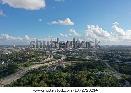 Houston aerial downtown highway sunny day 3