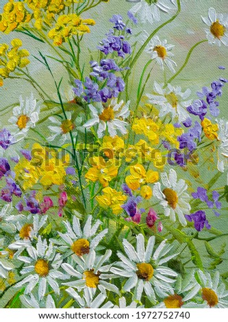 oil painting,  bright bouquet an attractively arranged bunch of flowers, especially one presented as a gift or carried at a ceremony
