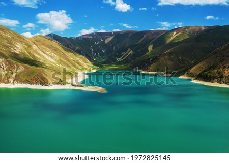 Mountain lake Kezenoyam. Border of the Republic of Chechnya and the Republic of Dagestan, Russia.  Royalty-Free Stock Photo #1972825145