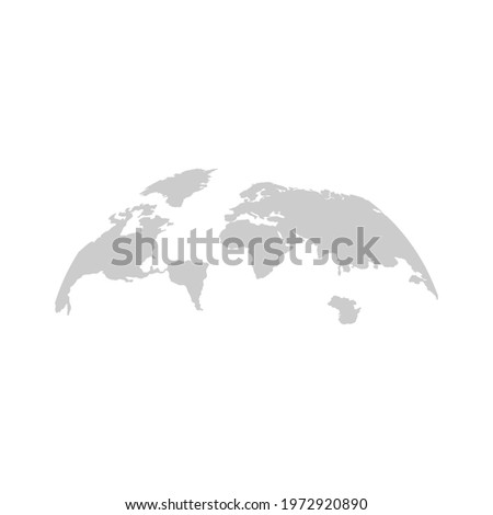 Gray world map. Earth in circle shape. Vector illustration isolated on white background.