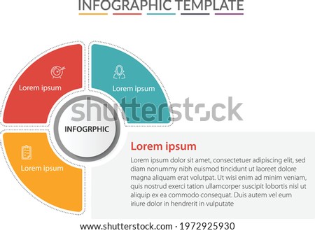 Vector Infographic label design template with icons and 3 options and click