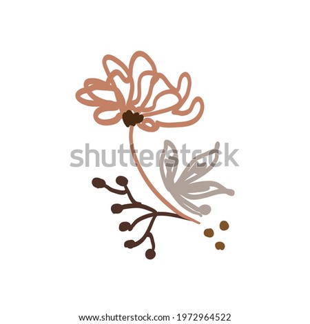 Naive carved doodle neutral flower motif icon. Cute rustic folk silhouette illustration clipart. Decorative hand carved lino unisex sticker. Isolated minimal gender neutral. Vector design element