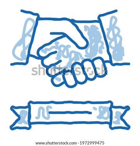 business handshake deal sketch icon vector. Hand drawn blue doodle line art business handshake deal sign. isolated symbol illustration