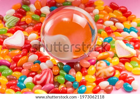 Glass balls and colored candy bars