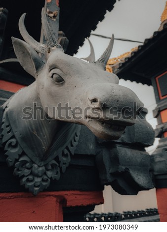 amazing deer head sculpture with blur background