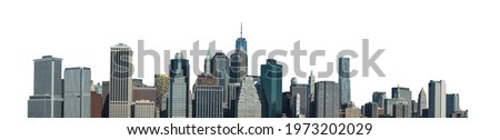 Cityscape of Manhattan (New York, USA) isolated on white background