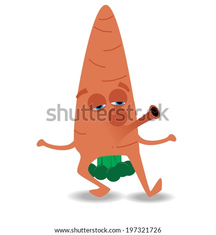 whistling carrot illustration with smile, eyes and nose