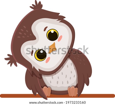 Cute cartoon owl isolated on white background.Vector illustration