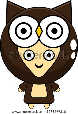 cartoon mascot character vector illustration for cute little owl costume