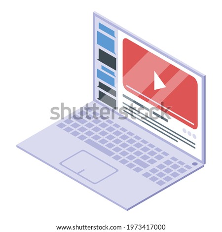 Laptop online business training icon. Isometric of laptop online business training vector icon for web design isolated on white background
