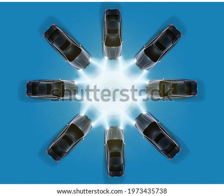 Auto Mobile Creative Concept, Cars Headlight Brightness Royalty-Free Stock Photo #1973435738