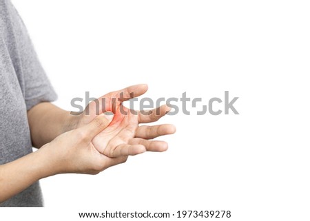 Lady woman touching her palm that was painful,inflammation of the fingers,numbness on the hand,female with carpal tunnel syndrome,sore muscles bones and tendons to wrist,sensation of tingling,numbness