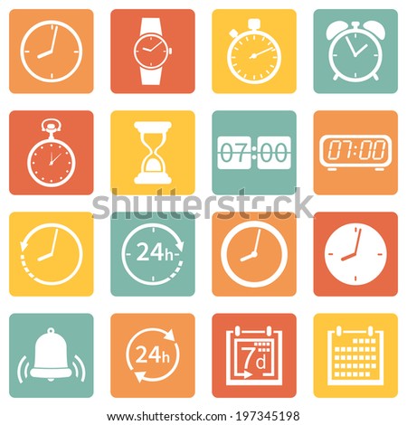 Vector Set of Color Square  Time Icons