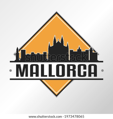 Majorca, Mallorca, Balearic Islands, Spain Skyline Logo. Adventure Landscape Design Vector City Illustration Vector illustration.