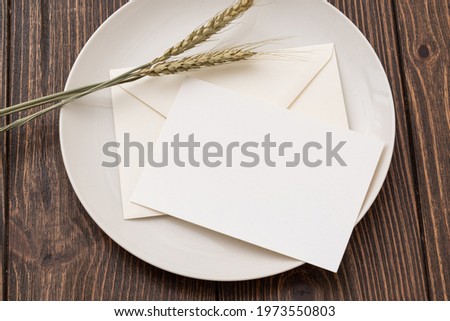 
Wheat on the plate and message card