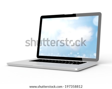 3d laptop isolated on white background