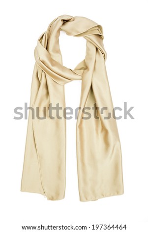 The beige silk scarf isolated on white background Royalty-Free Stock Photo #197364464