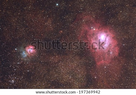 Lagoon and Trifid Nebula  in the constellation Sagittarius. 