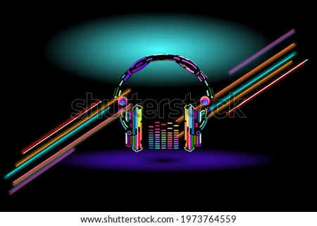 A coloring light headphone graphic design for advertisement.  illustration.