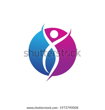 People jump success logo character logo sign illustration vector design