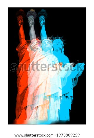Statue of Liberty designed with a modern red, white and blue theme
