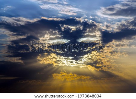 Dramatic sky background stormy clouds heaven light hell landscape horizon