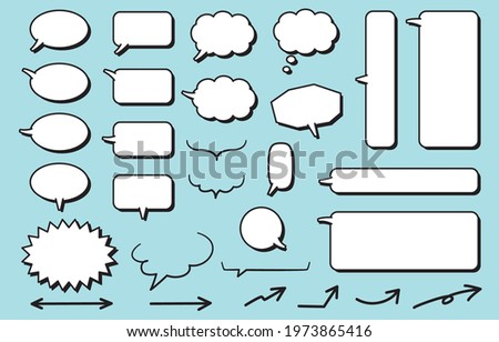 Set of 3D speech bubbles in various shapes