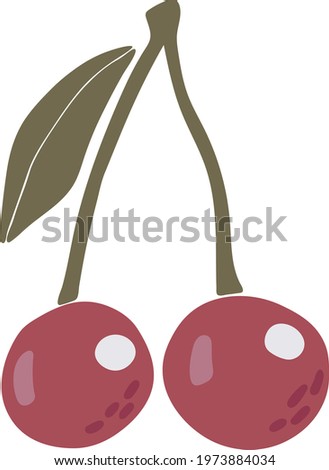 Abstract cherry fruit vector, summer fruit illustration, boho cherry vector