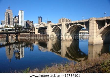             A picture of bridge leading into city of St. Paul Minnesota