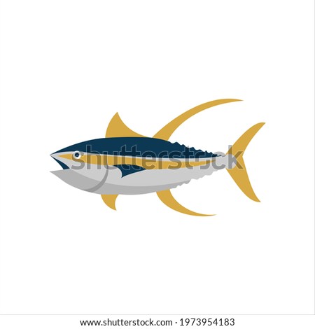 yellow fin tuna fish vector illustration, of sea animal graphic design element ideas