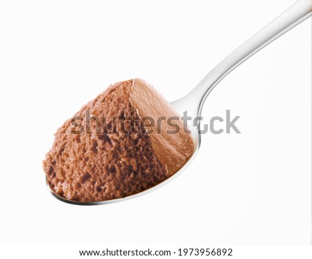 Chocolate mousse spoon on a white background Royalty-Free Stock Photo #1973956892