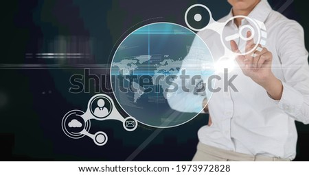 Composition of digital icons over caucasian businessman. global business, finance and networking concept digitally generated image.