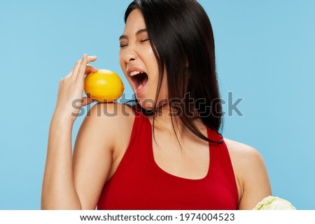 happy woman diet yellow lemon calories vitamins model