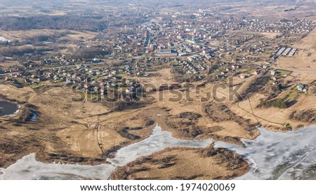 Aerial view of Aizpute town, Latvia.