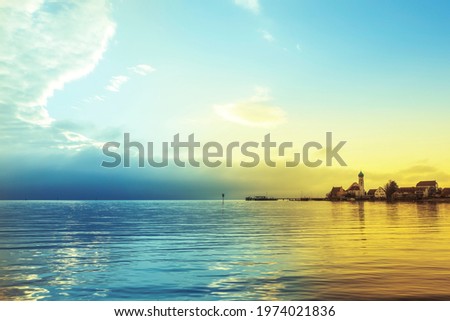 Panorama view of Wasserburg on Lake Constance