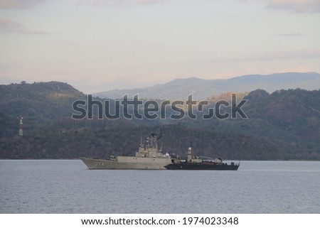 The Indonesian Navy Ship patrol on the Flores sea near Labuan Bajo Bay East Nusa Tenggara 