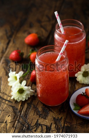 Homemade strawberry lemonade or soda
