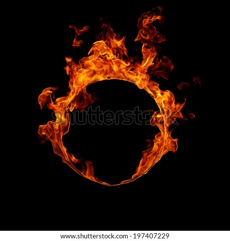 Ring of fire in black background 