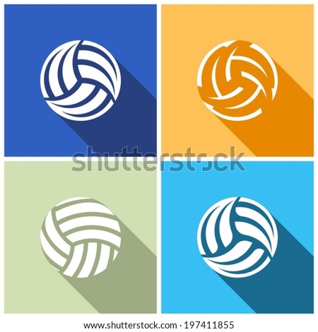 Set of various volleyball ball icons flat design