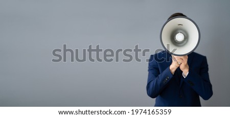 Man With Megaphone Warning Voice Announcement Concept Royalty-Free Stock Photo #1974165359