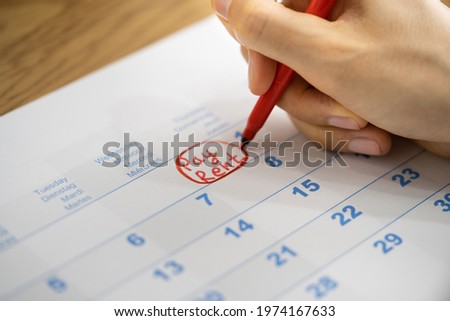 Rent Pay Due Date In Calendar Or Diary Royalty-Free Stock Photo #1974167633